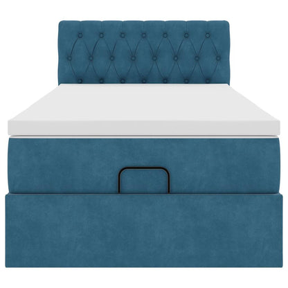 Ottoman bed met matras en LED's 90x190cm fluweel donkerblauw