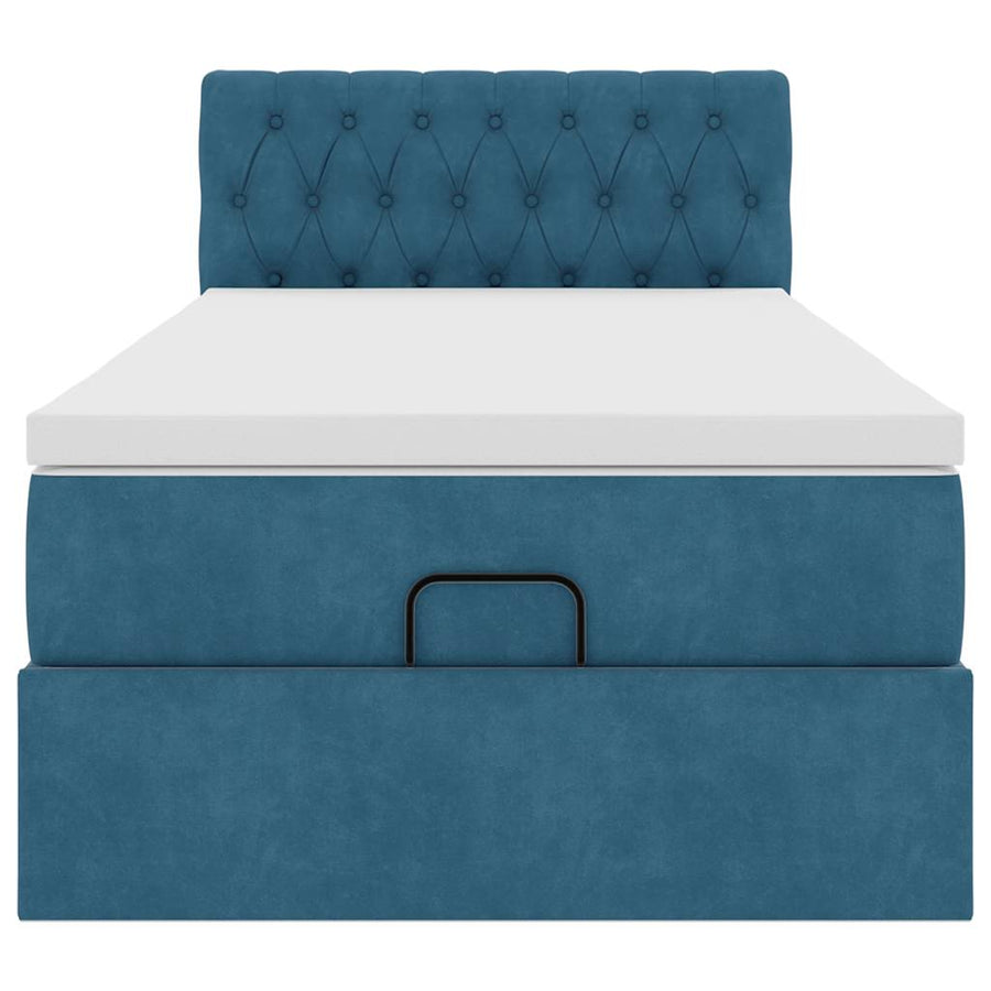 Ottoman bed met matras en LED's 90x190cm fluweel donkerblauw