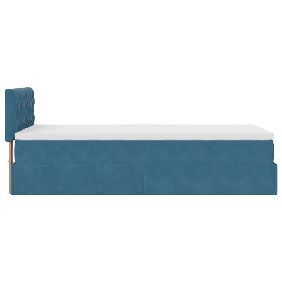 Ottoman bed met matras en LED's 90x190cm fluweel donkerblauw