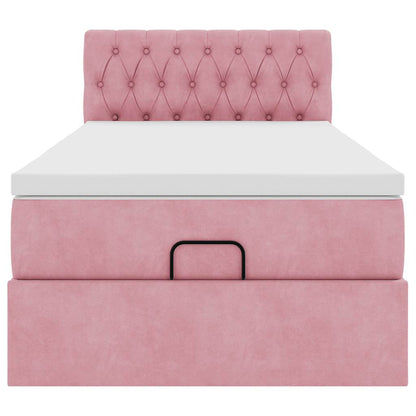 Ottoman bed met matras en LED's 90x190cm fluweel roze