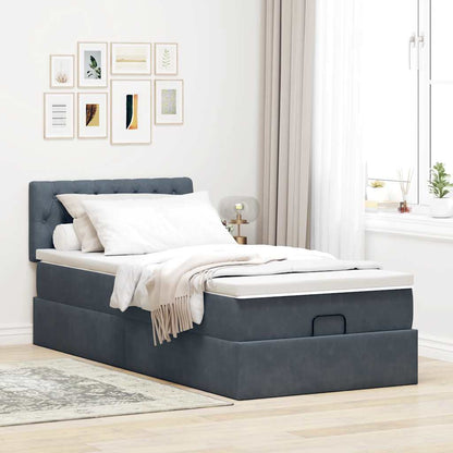 Ottoman bed met matras en LED's 90x200cm fluweel donkergrijs