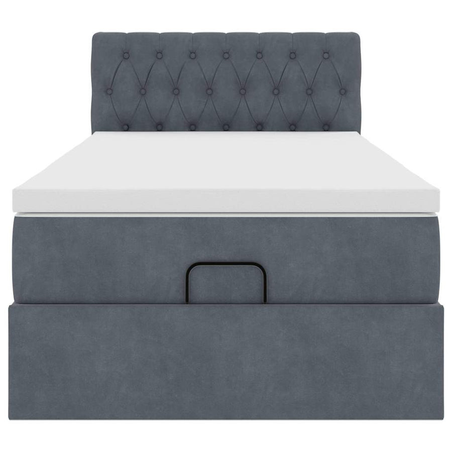 Ottoman bed met matras en LED's 90x200cm fluweel donkergrijs