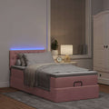 Ottoman bed met matras en LED's 90x200cm fluweel roze