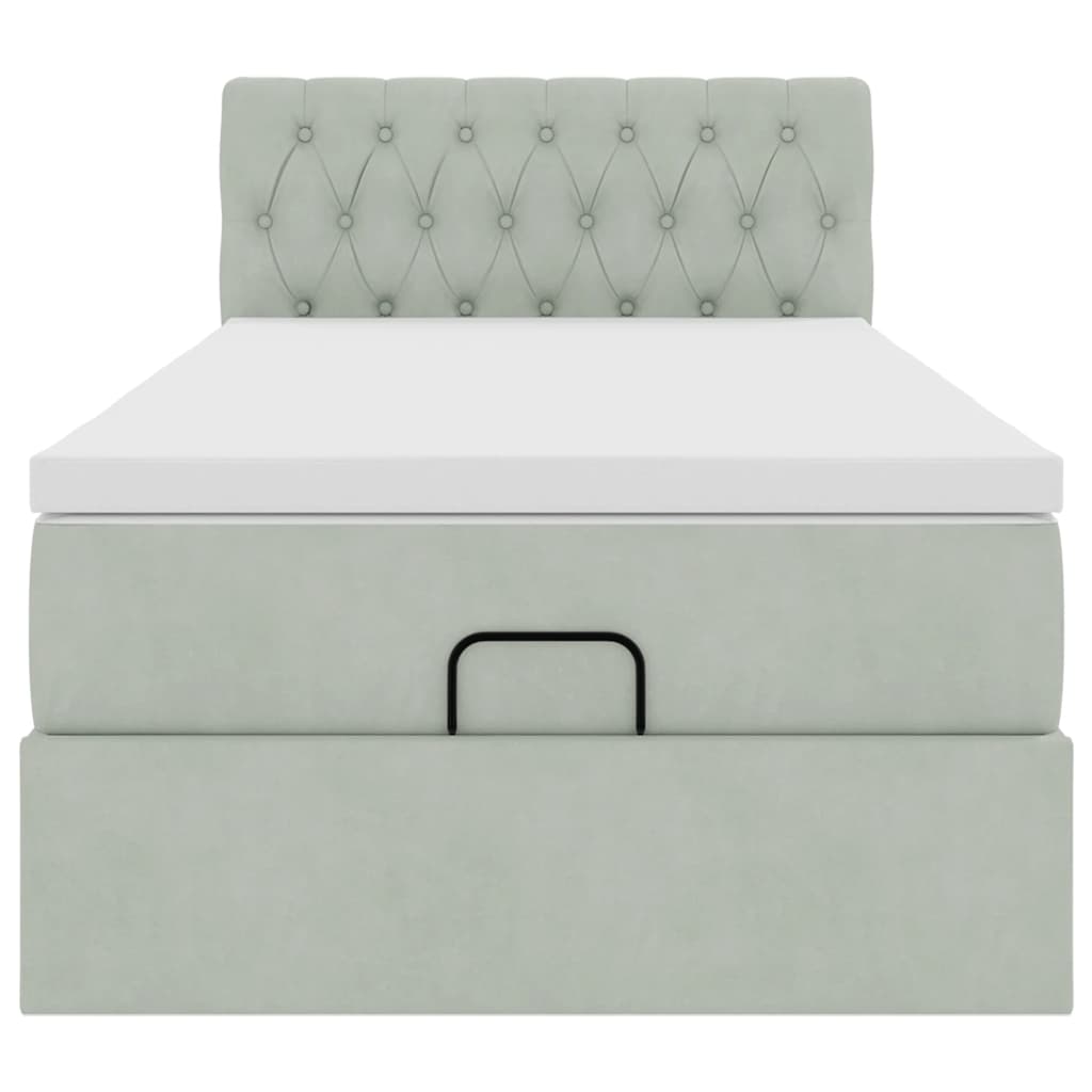 Ottoman bed met matras en LED's 100x200 cm fluweel lichtgrijs