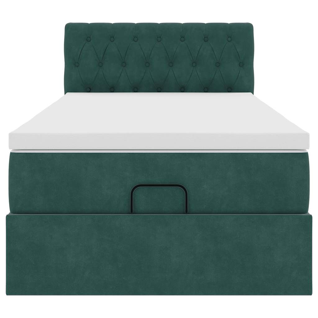 Ottoman bed met matras en LED's 100x200 cm fluweel donkergroen