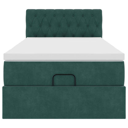 Ottoman bed met matras en LED's 100x200 cm fluweel donkergroen