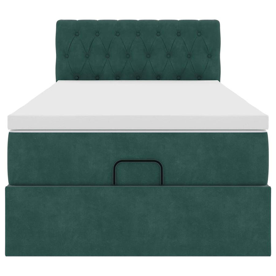Ottoman bed met matras en LED's 100x200 cm fluweel donkergroen