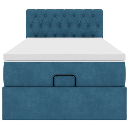 Ottoman bed met matras en LED's 100x200 cm fluweel donkerblauw