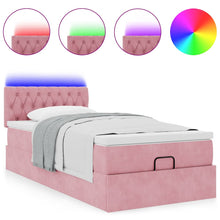 Ottoman bed met matras en LED's 100x200 cm fluweel roze