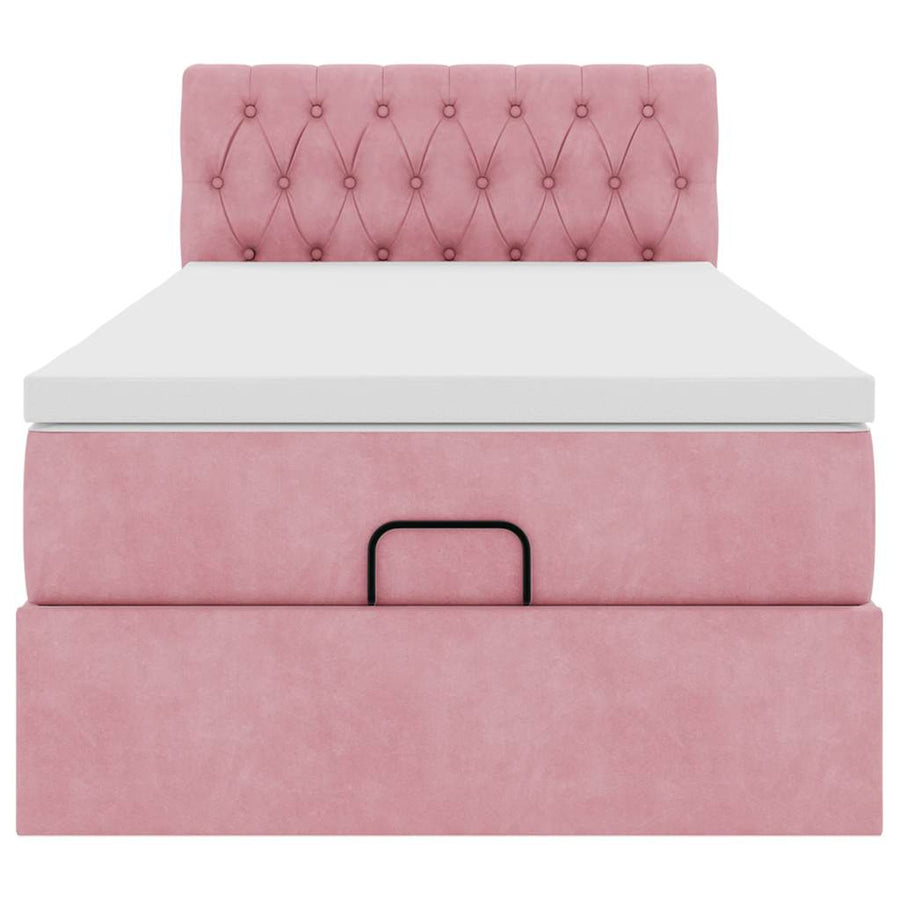 Ottoman bed met matras en LED's 100x200 cm fluweel roze