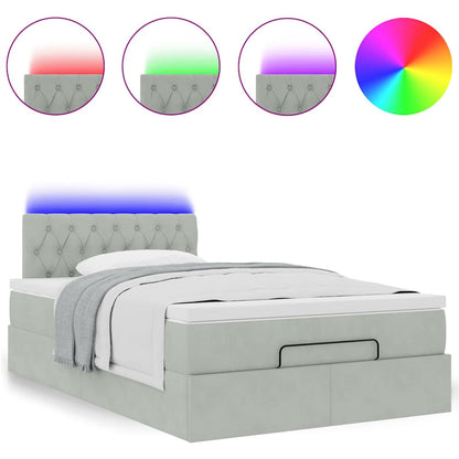 Ottoman bed met matras en LED's 120x190 cm fluweel lichtgrijs