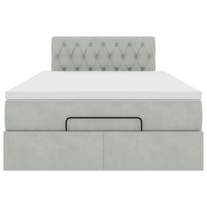 Ottoman bed met matras en LED's 120x190 cm fluweel lichtgrijs