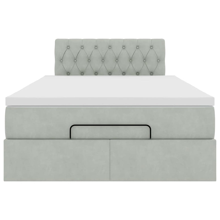 Ottoman bed met matras en LED's 120x190 cm fluweel lichtgrijs