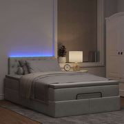 Bed 120x190 cm lichtgrijs fluweel met opbergruimte