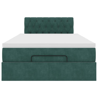 Ottoman bed met matras en LED's 120x190 cm fluweel donkergroen