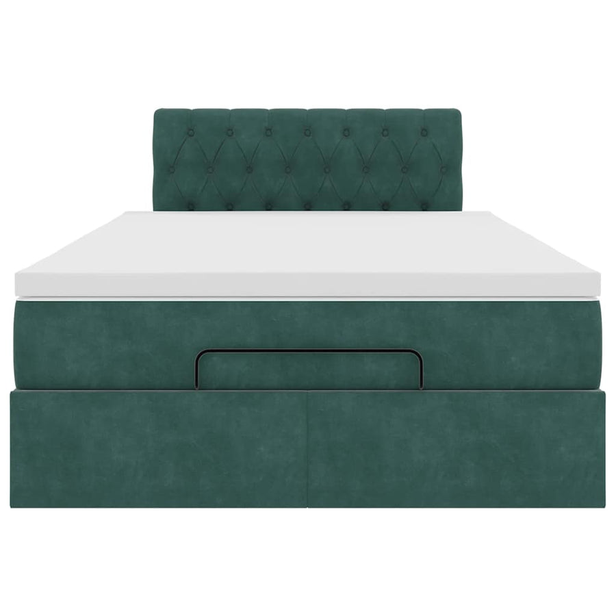 Ottoman bed met matras en LED's 120x190 cm fluweel donkergroen