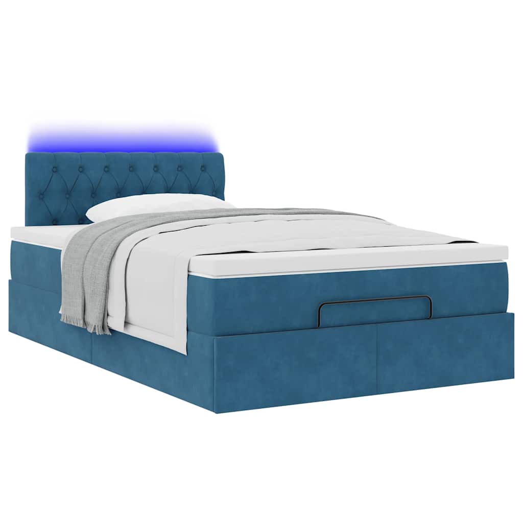 Ottoman bed met matras en LED's 120x190 cm fluweel donkerblauw