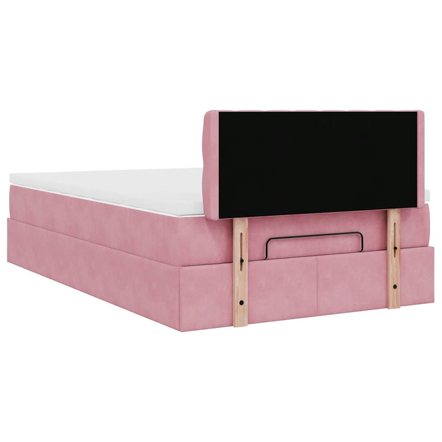Ottoman bed met matras en LED's 120x190 cm fluweel roze