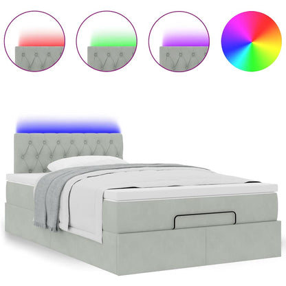Ottoman bed met matras en LED's 120x200 cm fluweel lichtgrijs