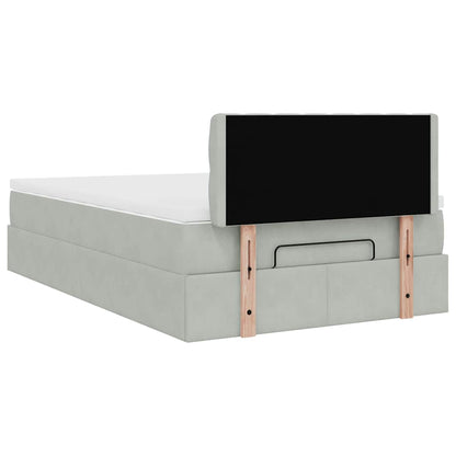 Ottoman bed met matras en LED's 120x200 cm fluweel lichtgrijs