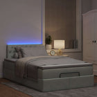 Ottoman bed with mattress and LEDs 120x200 cm velvet light grey