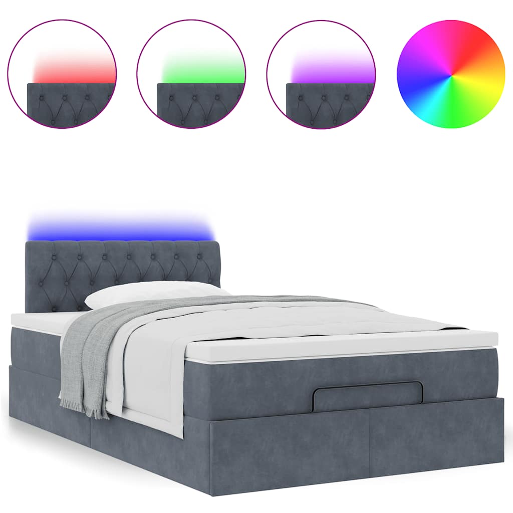 Ottoman bed met matras en LED's 120x200cm fluweel donkergrijs