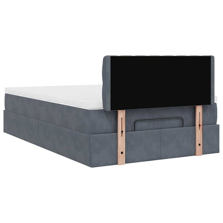 Ottoman bed met matras en LED's 120x200cm fluweel donkergrijs