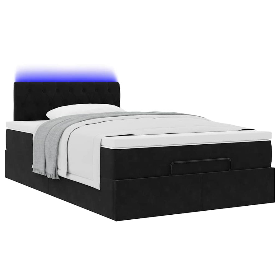 Ottoman bed met matras en LED's 120x200cm fluweel zwart
