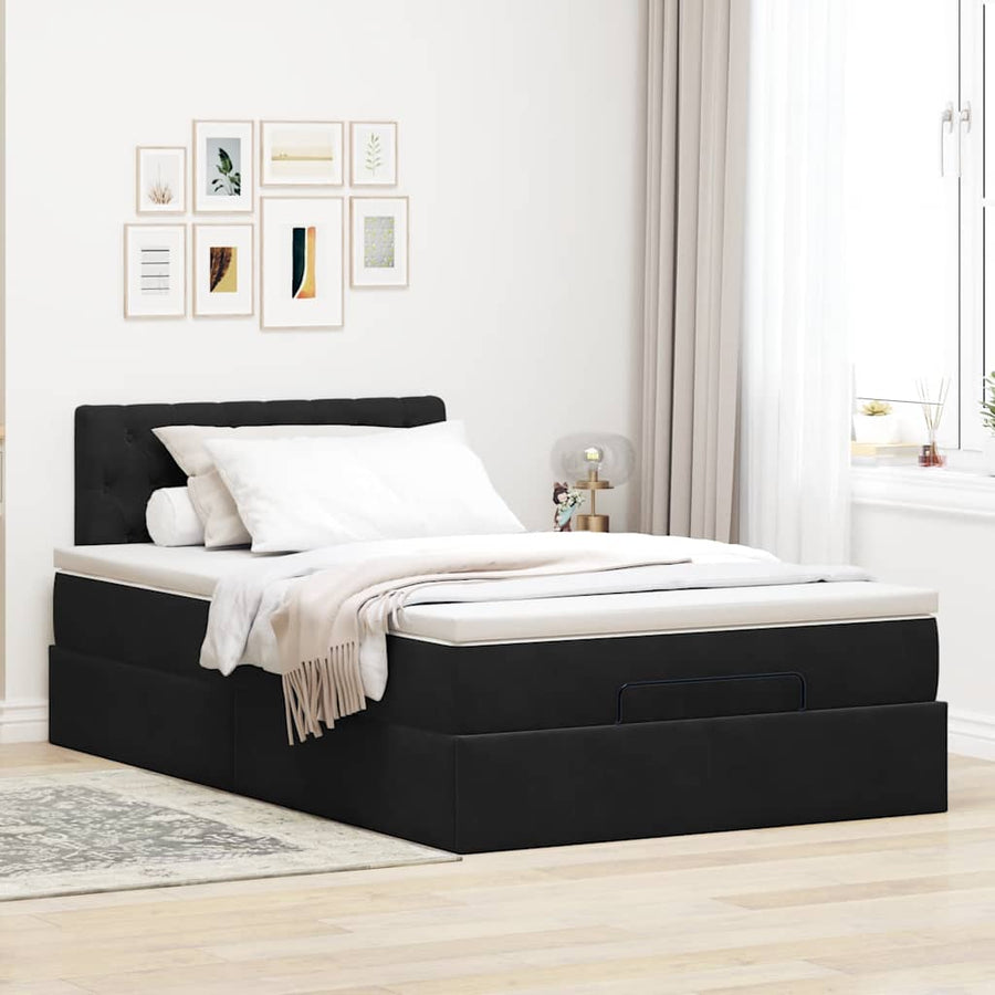 Ottoman bed met matras en LED's 120x200cm fluweel zwart