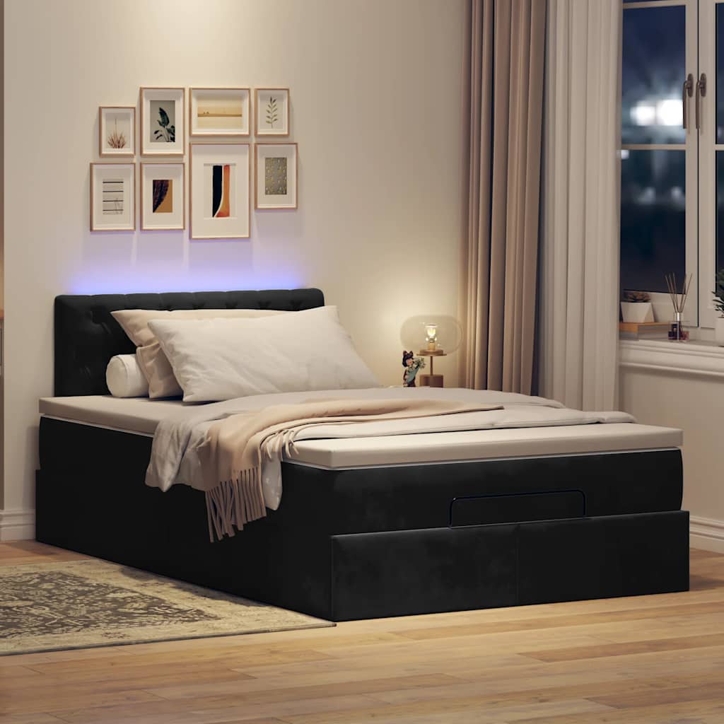 Ottoman bed met matras en LED's 120x200cm fluweel zwart