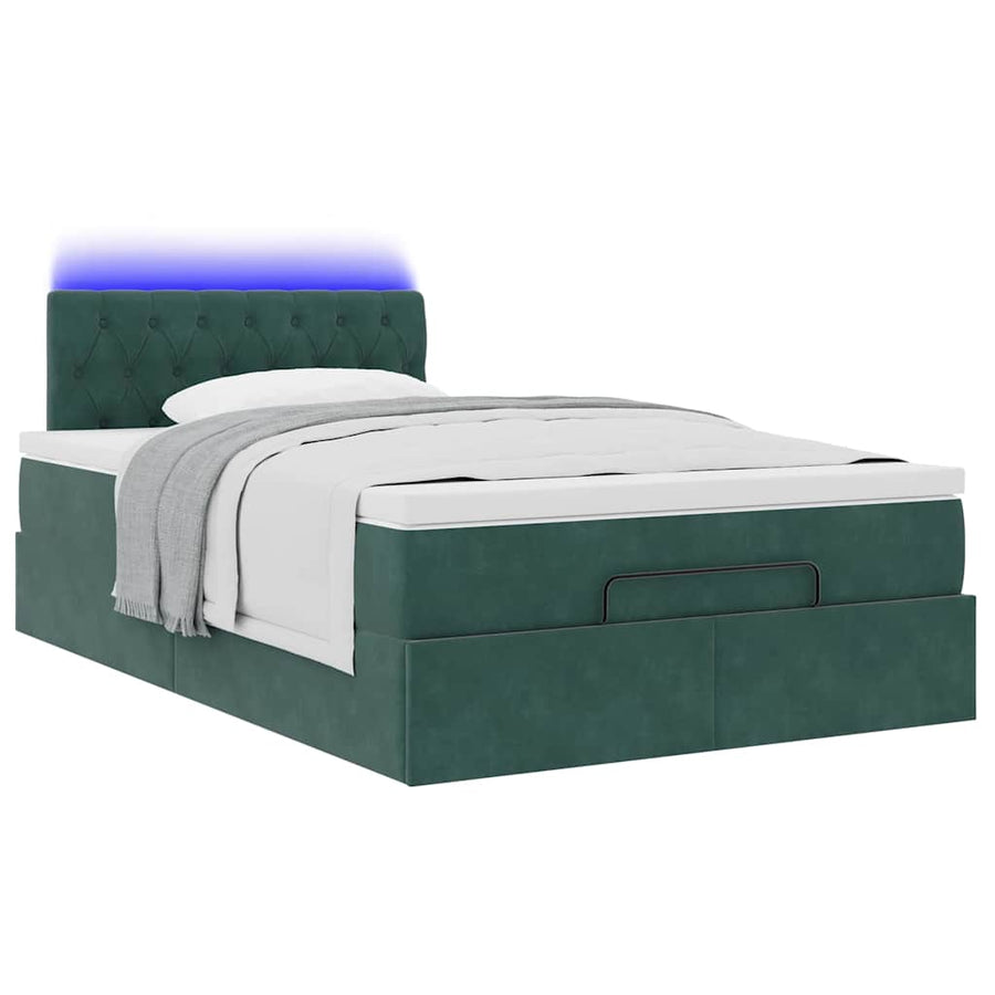 Ottoman bed met matras en LED's 120x200cm fluweel donkergroen