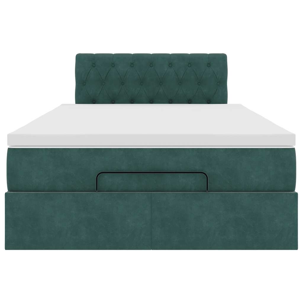 Ottoman bed met matras en LED's 120x200cm fluweel donkergroen