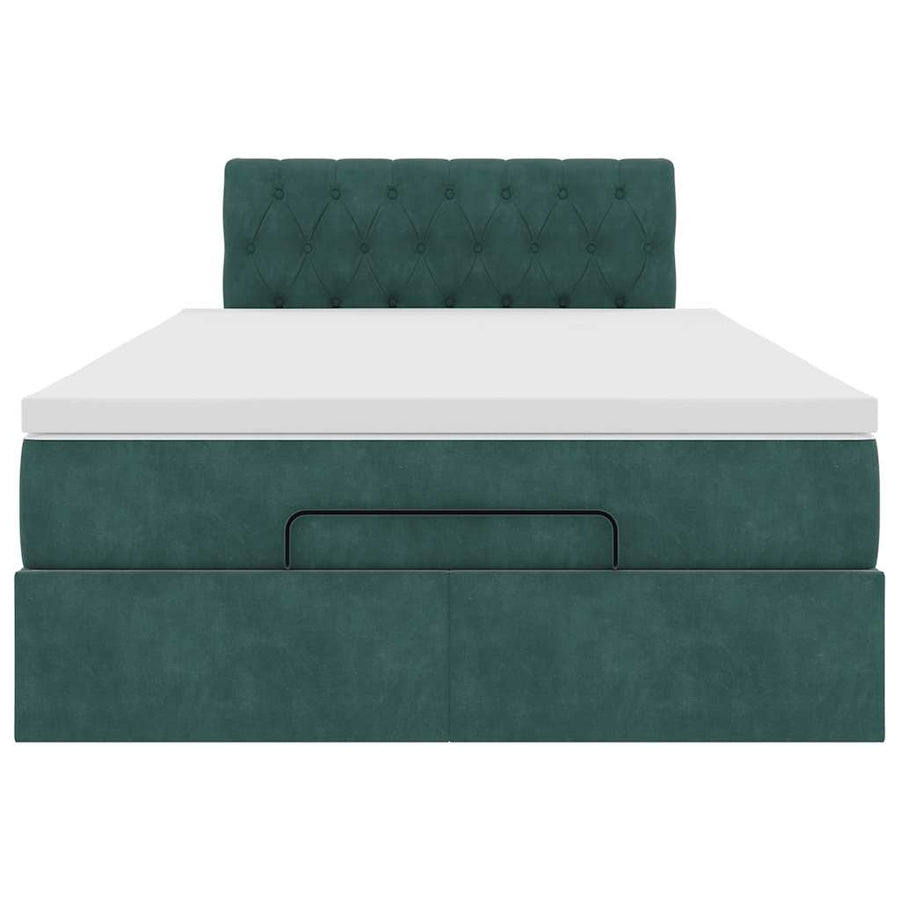 Ottoman bed met matras en LED's 120x200cm fluweel donkergroen