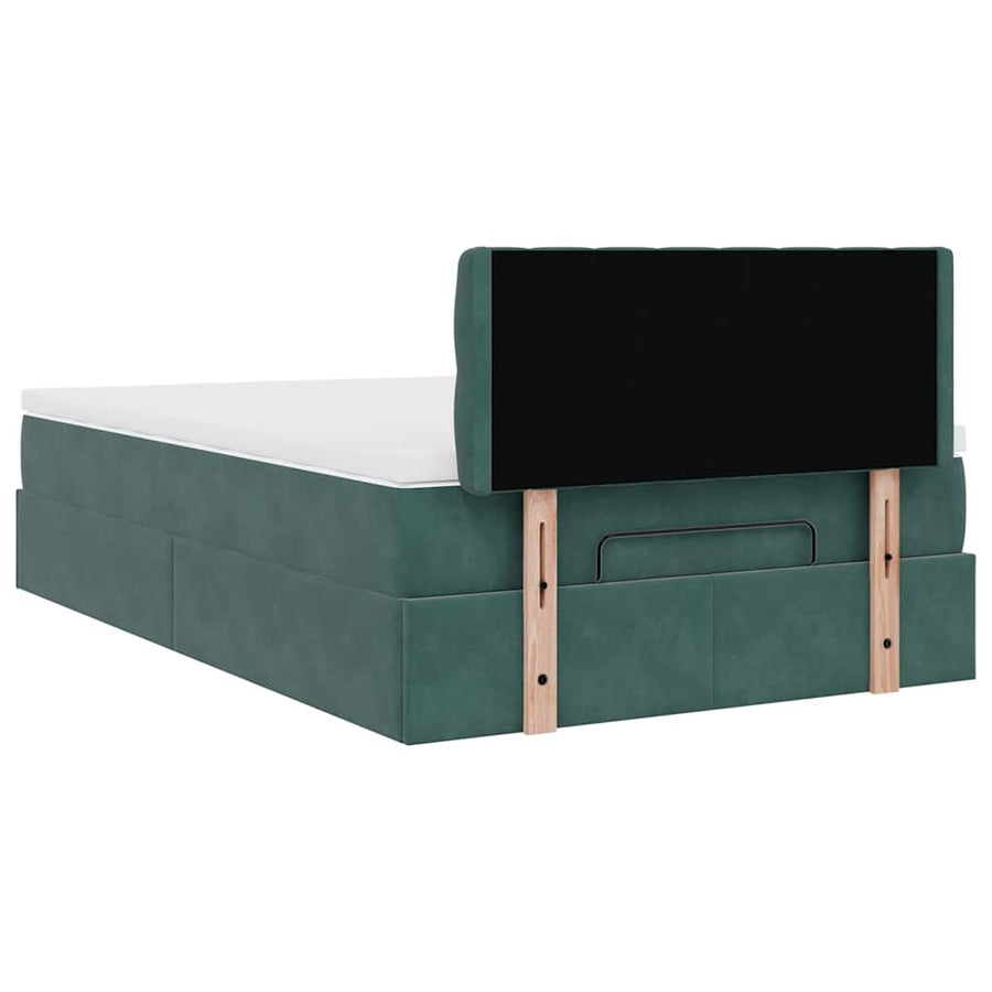 Ottoman bed met matras en LED's 120x200cm fluweel donkergroen
