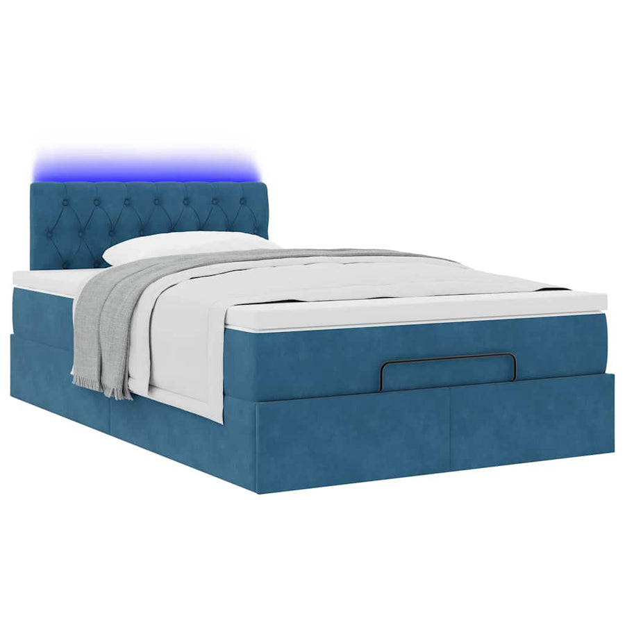 Ottoman bed met matras en LED's 120x200cm fluweel donkerblauw