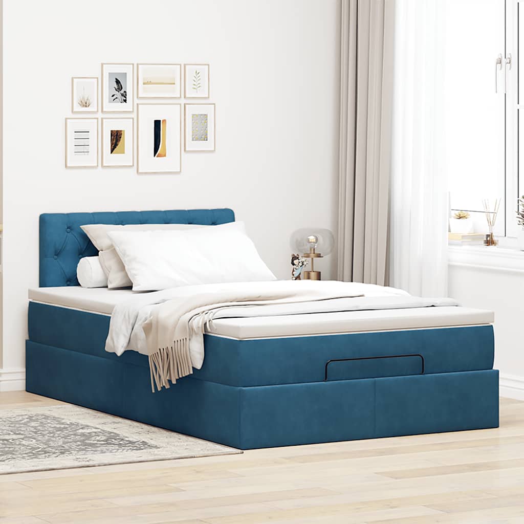 Ottoman bed met matras en LED's 120x200cm fluweel donkerblauw