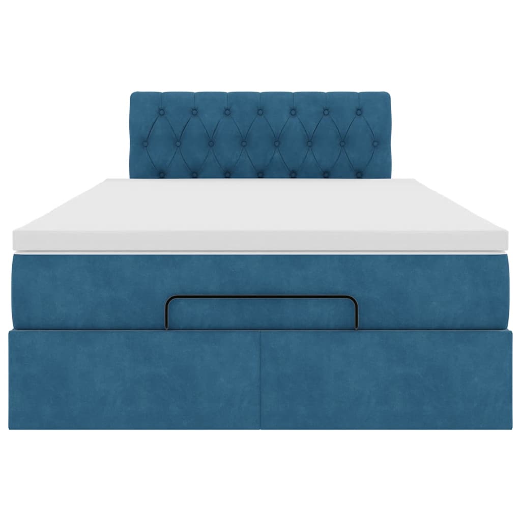 Ottoman bed met matras en LED's 120x200cm fluweel donkerblauw