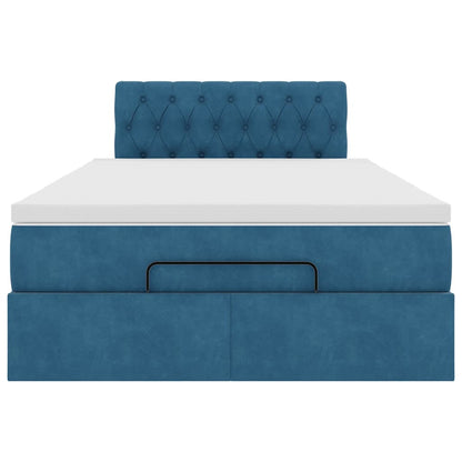 Ottoman bed met matras en LED's 120x200cm fluweel donkerblauw
