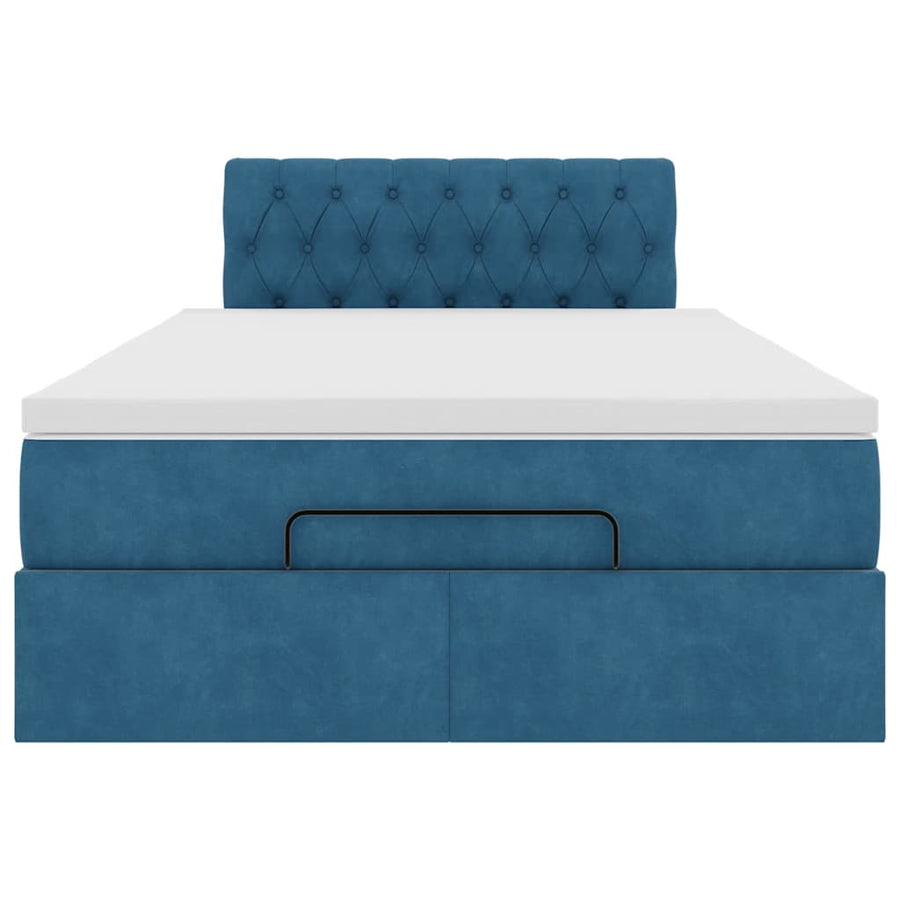Ottoman bed met matras en LED's 120x200cm fluweel donkerblauw