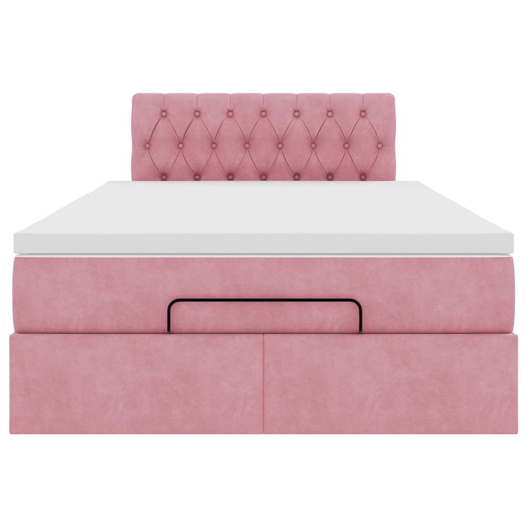Ottoman bed met matras en LED's 120x200cm fluweel roze
