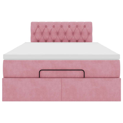 Ottoman bed met matras en LED's 120x200cm fluweel roze