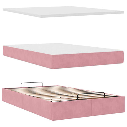 Ottoman bed met matras en LED's 120x200cm fluweel roze