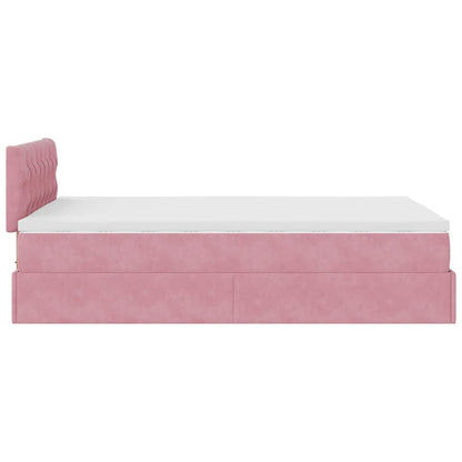 Ottoman bed met matras en LED's 120x200cm fluweel roze