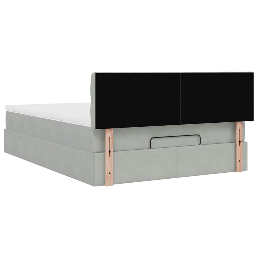 Ottoman bed met matras en LED's 140x190cm fluweel lichtgrijs