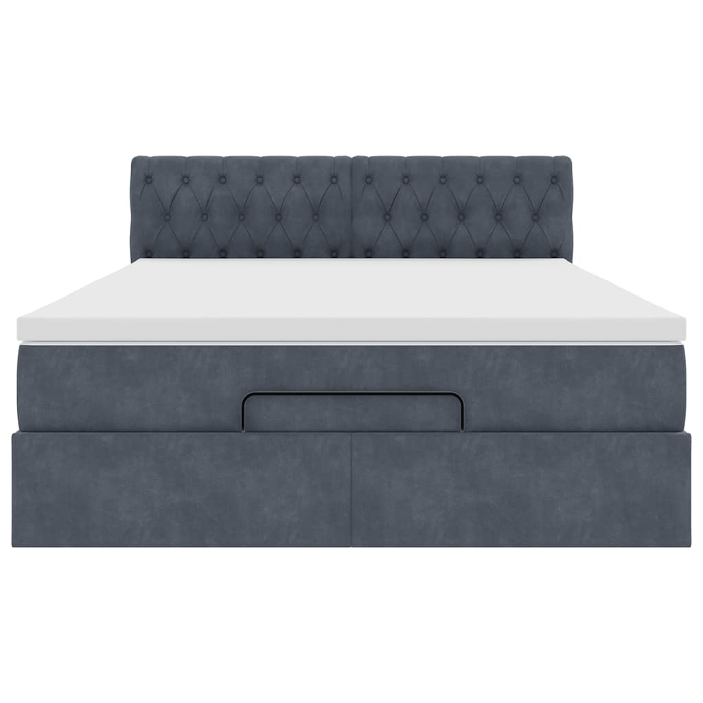 Ottoman bed met matras en LED's 140x190cm fluweel donkergrijs