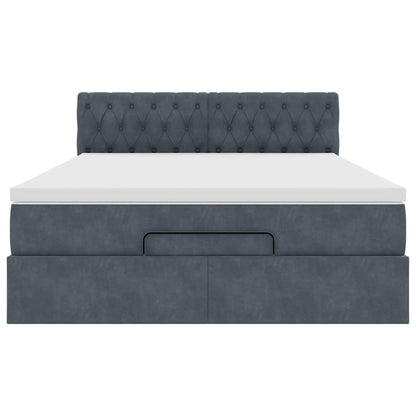 Ottoman bed met matras en LED's 140x190cm fluweel donkergrijs