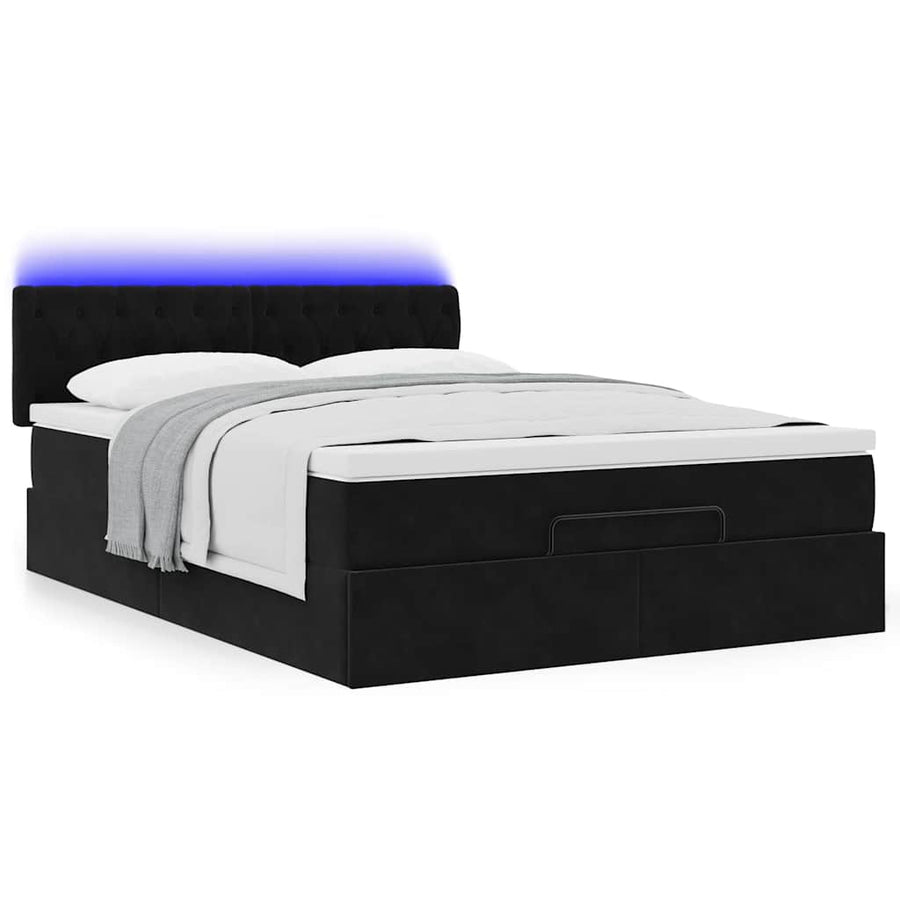 Ottoman bed met matras en LED's 140x190cm fluweel zwart