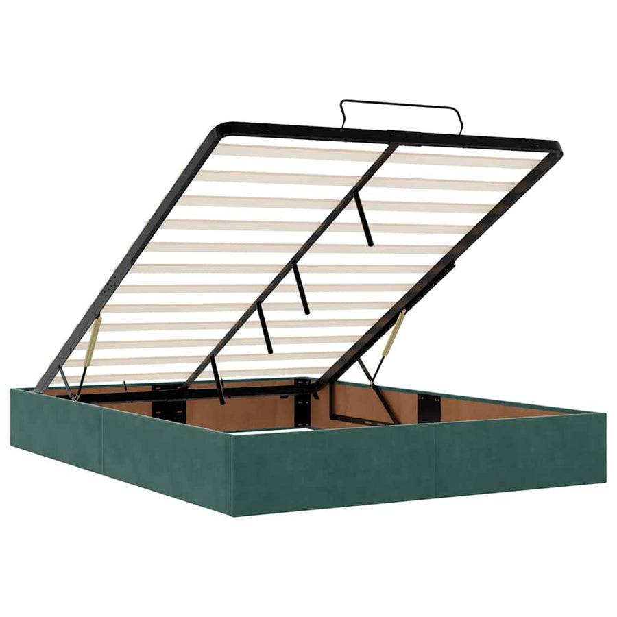 Ottoman bed met matras en LED's 140x190cm fluweel donkergroen