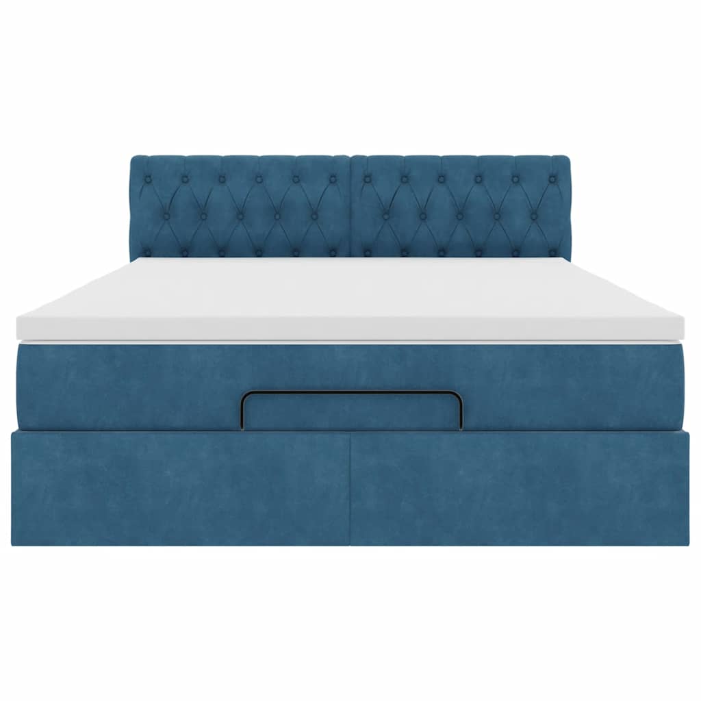 Ottoman bed met matras en LED's 140x190cm fluweel donkerblauw