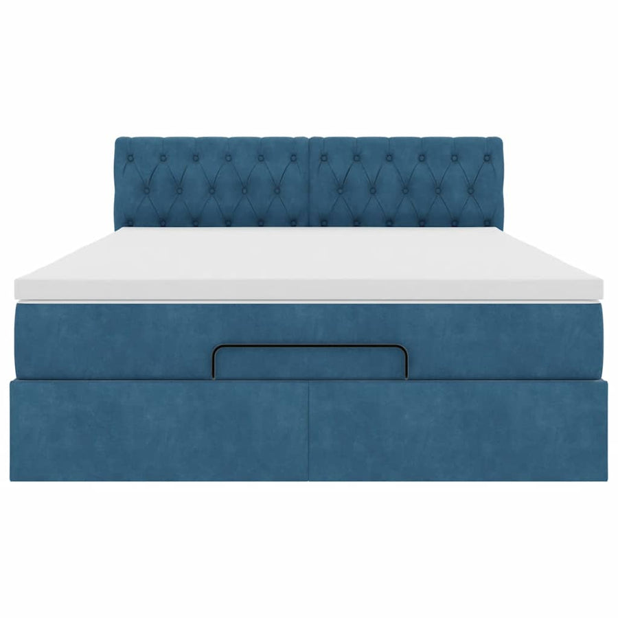Ottoman bed met matras en LED's 140x190cm fluweel donkerblauw